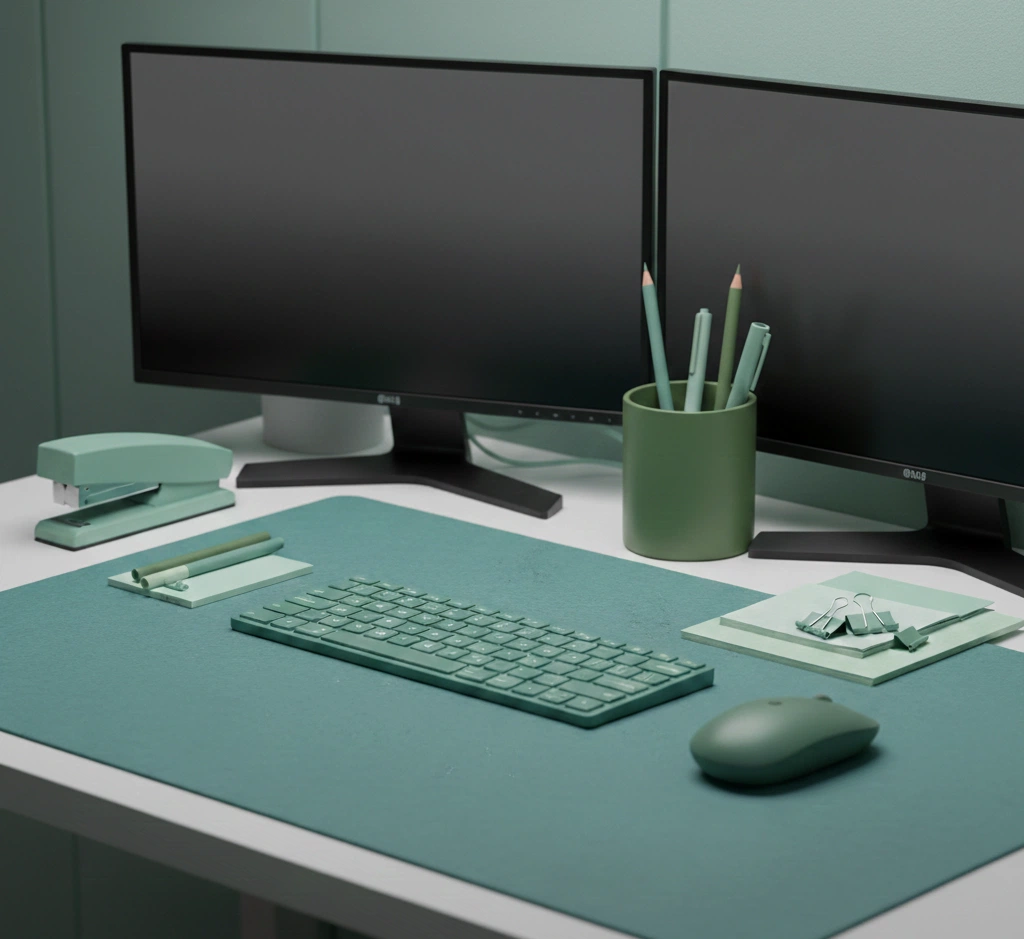 deskterior - green desk setup